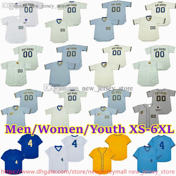 Custom XS-6XL Movie Throwback Baseball Jersey 8 BOBUECKER 44 HANKAARON GORMANTHOMAS PAULMOLITOR JIMGANTNER CECILCOOPER SIXTOLEZCANO BENOGLIV