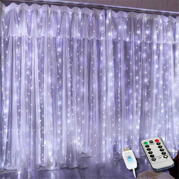 New 3M USB RGB Garden Curtains Festoon LED Lights Fairy Lights Ramadan Christmas Tree Decoration 2023 Bedroom Room Decoration Aesthetics Y24