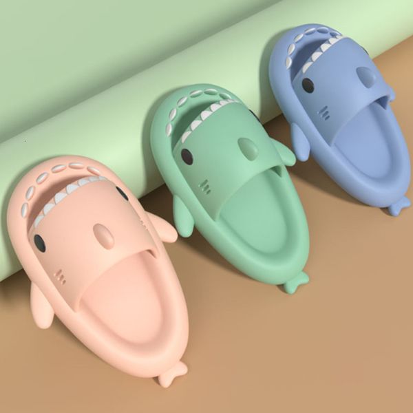 Couples Shark Slippers For Women Men Outdoor Beach Slides Bathroom Non-Slip Thick Sandals Home Couple Flat Shoe Shark Flip Flops4+453