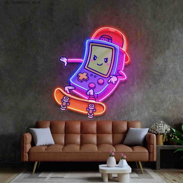 LED Neon Sign Cute game neon sign anime wall art decoration cartoon bedroom sign youth bar beer club UV printed sign wedding neon sign game