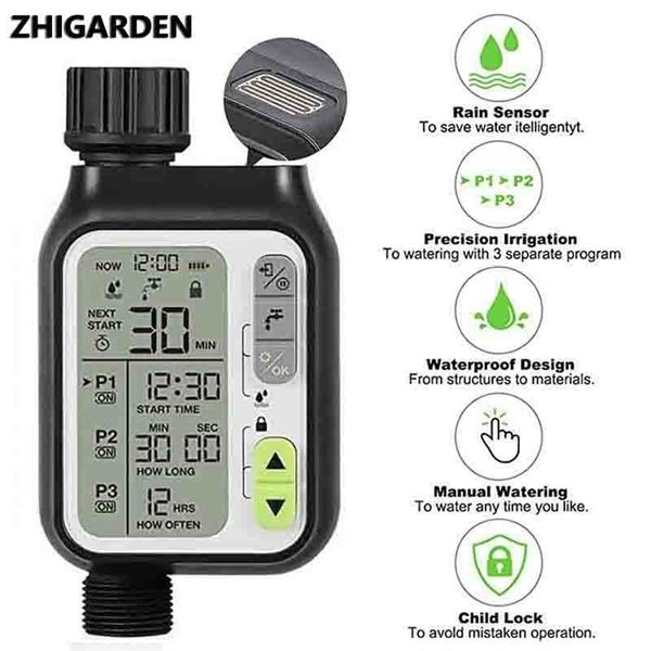 Watering Equipments Automatic IRRIG System Garden Water Timer With Rain Sensor 3 Separate Timing Programs Waterproof Irrigation Controller 2