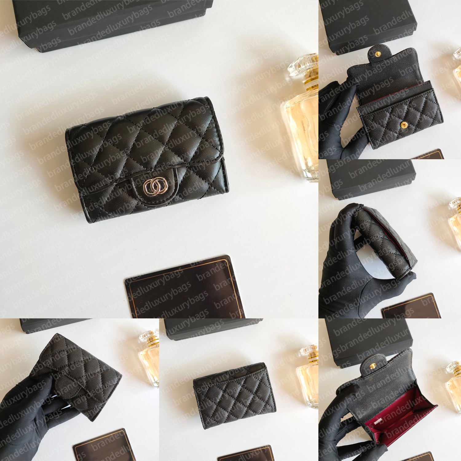 Designer Wallet Classic Caviar Wallet Card Holder Lambskin Classic Flap Mini Luxury Women&#039;s Coin Purse Passport Holder Multifunctional Coin Pur