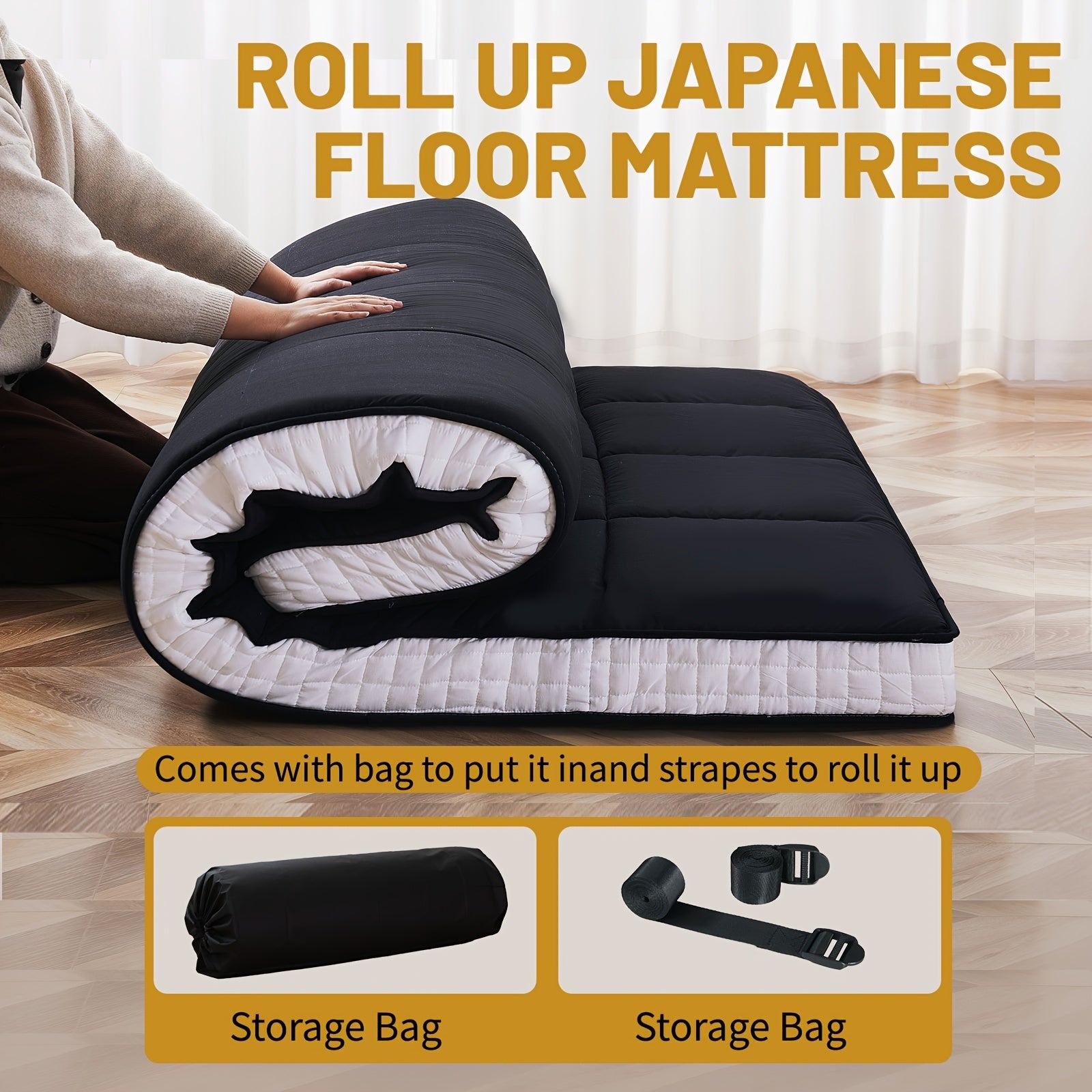 TEMU Lilypelle Japanese Floor Mattress Futon Mattress, Extra Thick Foldable Mattress, Sleeping Tatami Mat Floor Mattress For Adults, Roll Up Mattress