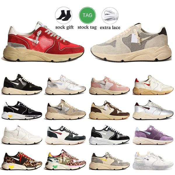 Italy Brand Handmade Women Mens Designer Running Sole star Shoes black white pink red silver Suede Leather Sneakers Gold glitter Mesh outdoo