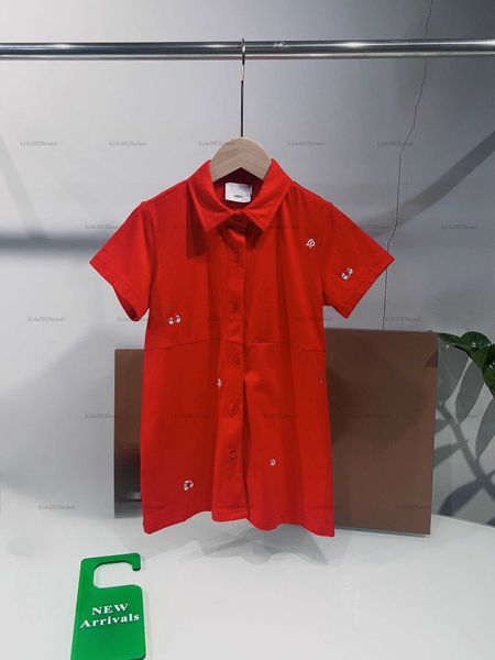 New lapel girls skirt summer POLO shirt Princess dress kids designer clothes Single-breasted design dress Short sleeve baby partydress