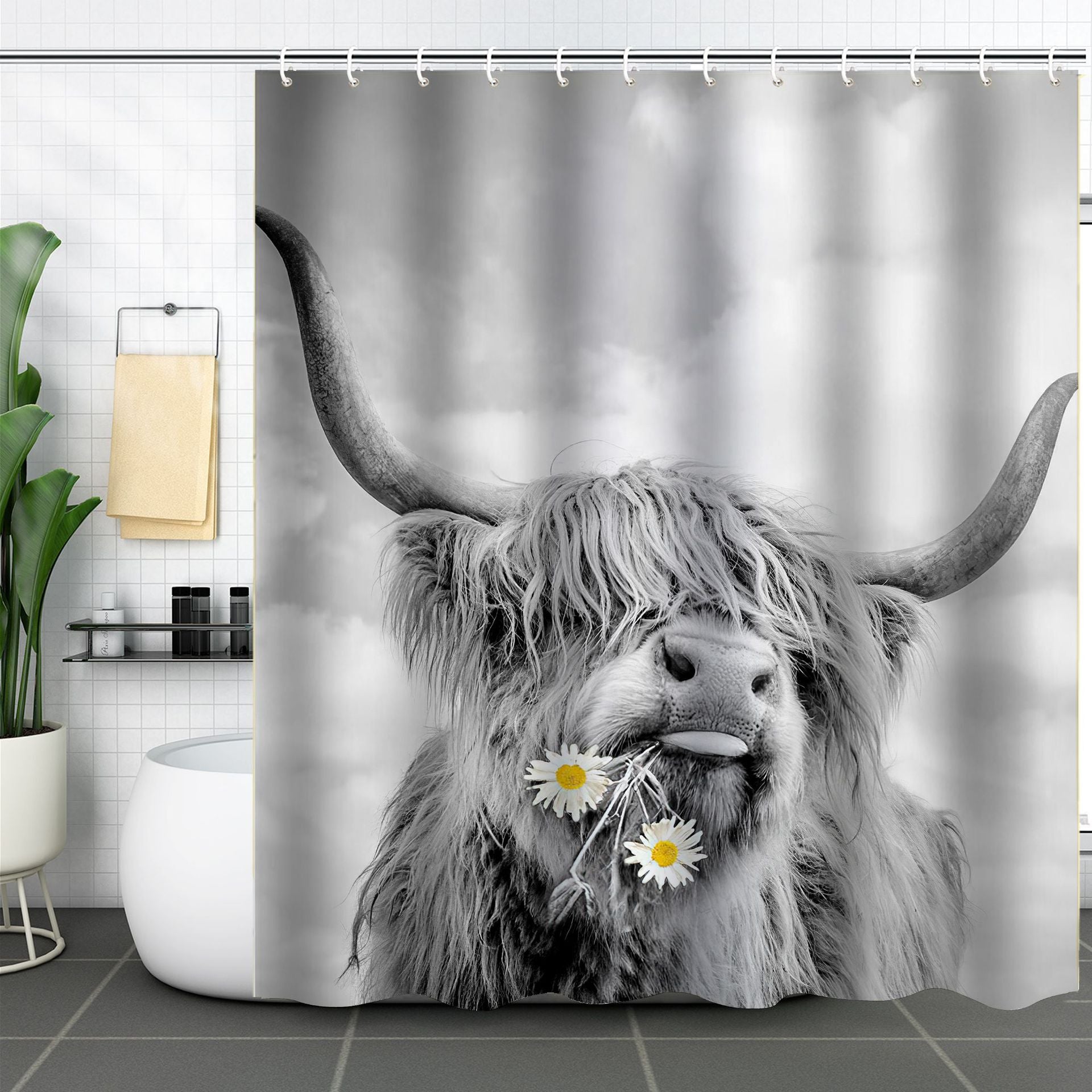 YL-37503 Hot selling digital printed shower curtain animal waterproof, mildew-proof and moisture-proof bathroom dry and wet separation curtain