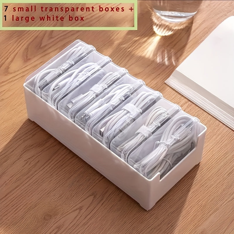 TEMU 1 Set Of Storage Box Power Charging Cable Mobile Phone Charger Organizer Winder Desktop Cable Management Box