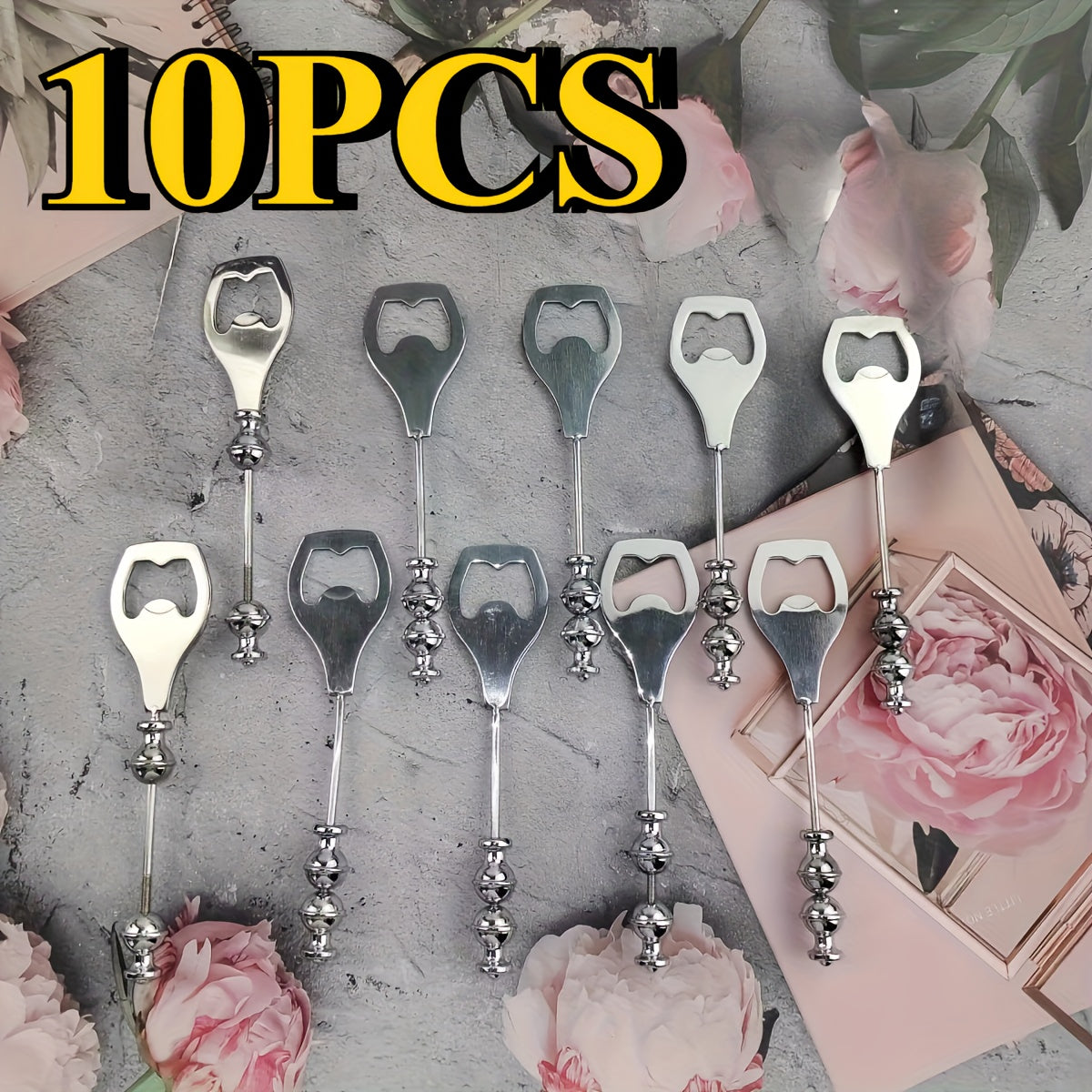 TEMU 4-10pcs Elegant Stainless Steel Bottle Openers - Durable, For Bars & Homes - Ideal For Wedding Favors & Kitchen Gadgets, Bottle Opener Gifts