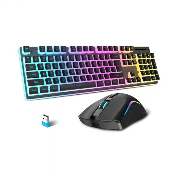 MAMBASNAKE x HXSJ L96 Wireless Gaming Membrane Keyboard and Mouse ComboTranslucent Pudding Keycap X250203