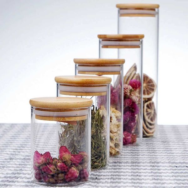 Storage Bottles Jars 300ml transparent glass grain distributor sealed jar food storage container used for kitchen loose tea coffee beans sug