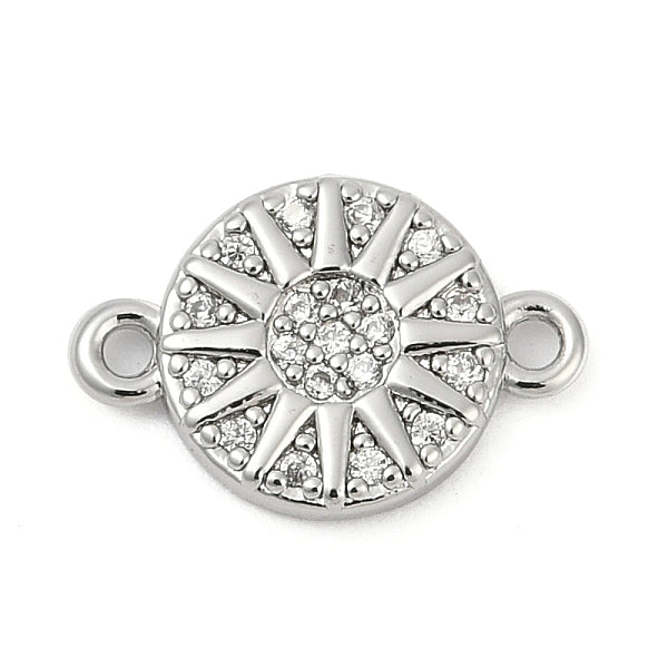 Charms de conector de sol de circonita cúbica transparente con micropavé de latón