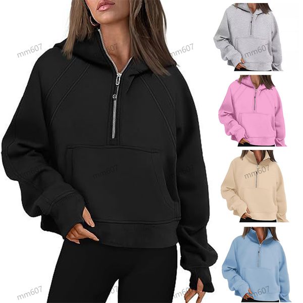 Yoga hoodie Autumn and winter workout top womens Plus Velvet Thickening jackets hoodys sports half zipper designer sweater chothing loose sh