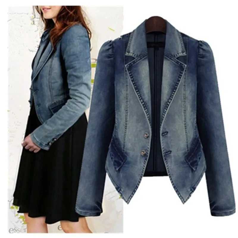 Spring Autumn Denim Blazer Women 2024New Long-Sleeved Single-Breasted Vintage Short Jeans Jacket Female Slim Coat Outerwear LadyX240920