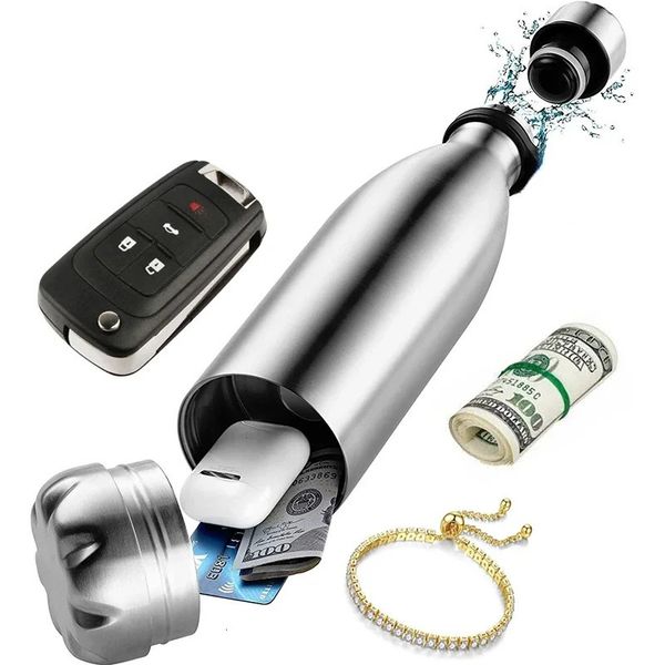 750ml Diversion Water Bottle Portable Water Bottle Secret Stash Pill Organizer Can Safe Hiding Spot for Money Bonus Key Ring Box 240422