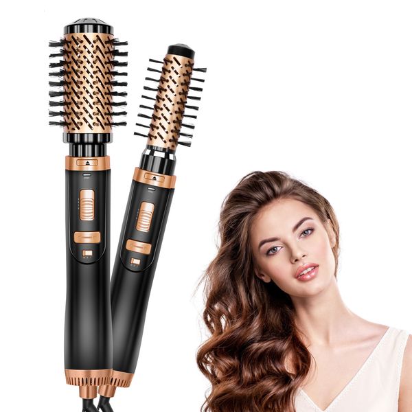 Hair 2 In 1 Hot Air Spin Brush Curg Straightening Styg Auto-Rotating Ionic Round Blow Dryer Volumizer