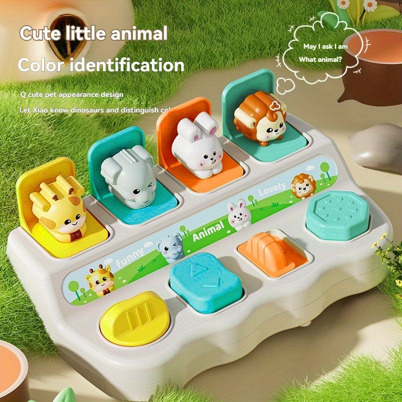 TEMU Fun Pairing Toys For Infants, A Hide-and-seek Mechanism Box With Baby Shapes And Animal Recognition, Designed For Early Education And Cognitive