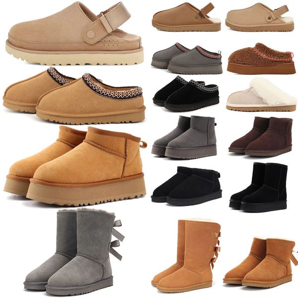 Designer slippers fur slipper sandals womens platform boots ultra ankle knee short winter snow booties outdoor warm shoes