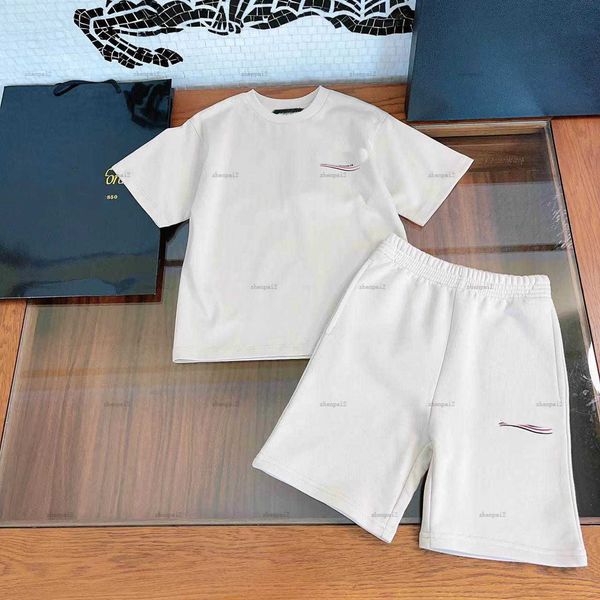 Luxury kids tracksuits Summer baby two-piece set Size 100-150 CM round neck T-shirt suits t shirt and Elastic waist shorts