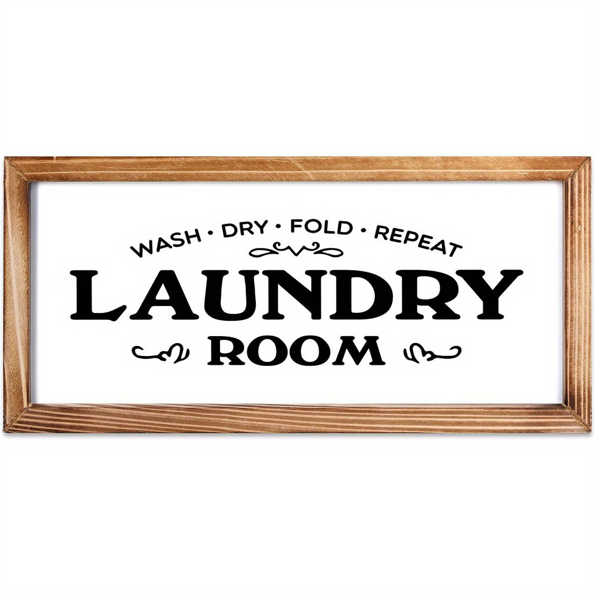 TEMU 1pc Laundry Room Vintage Wood Signage - Fold Repeat - Rustic Farmhouse Wall Decoration Wood Frame Painting Plaque, Laundry Room Wall Art