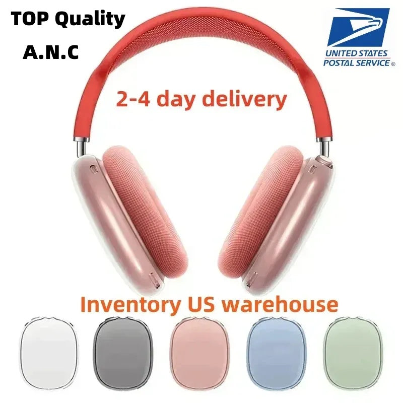 For Apple Airpods Pro Max 2 ANC Metal bluetooth Headphone Accessories Transparent TPU Solid Silicone Waterproof Protective case Headphones Pro 2 Hea