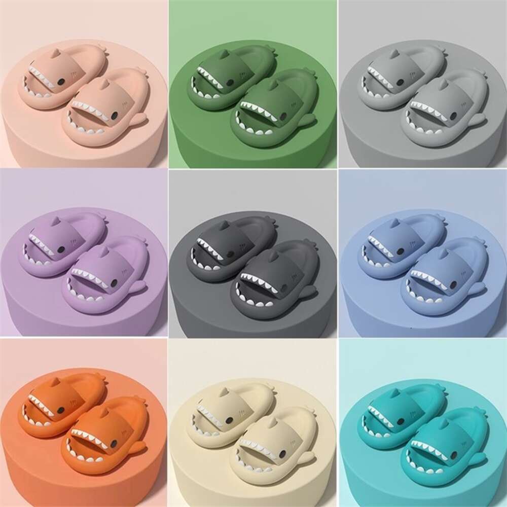 Shark Slippers Summer Sandals For Men Women Home Anti-skid Solid Color Couple Parents Kids Outdoor Cool Indoor Household Funny Slipper platform slid
