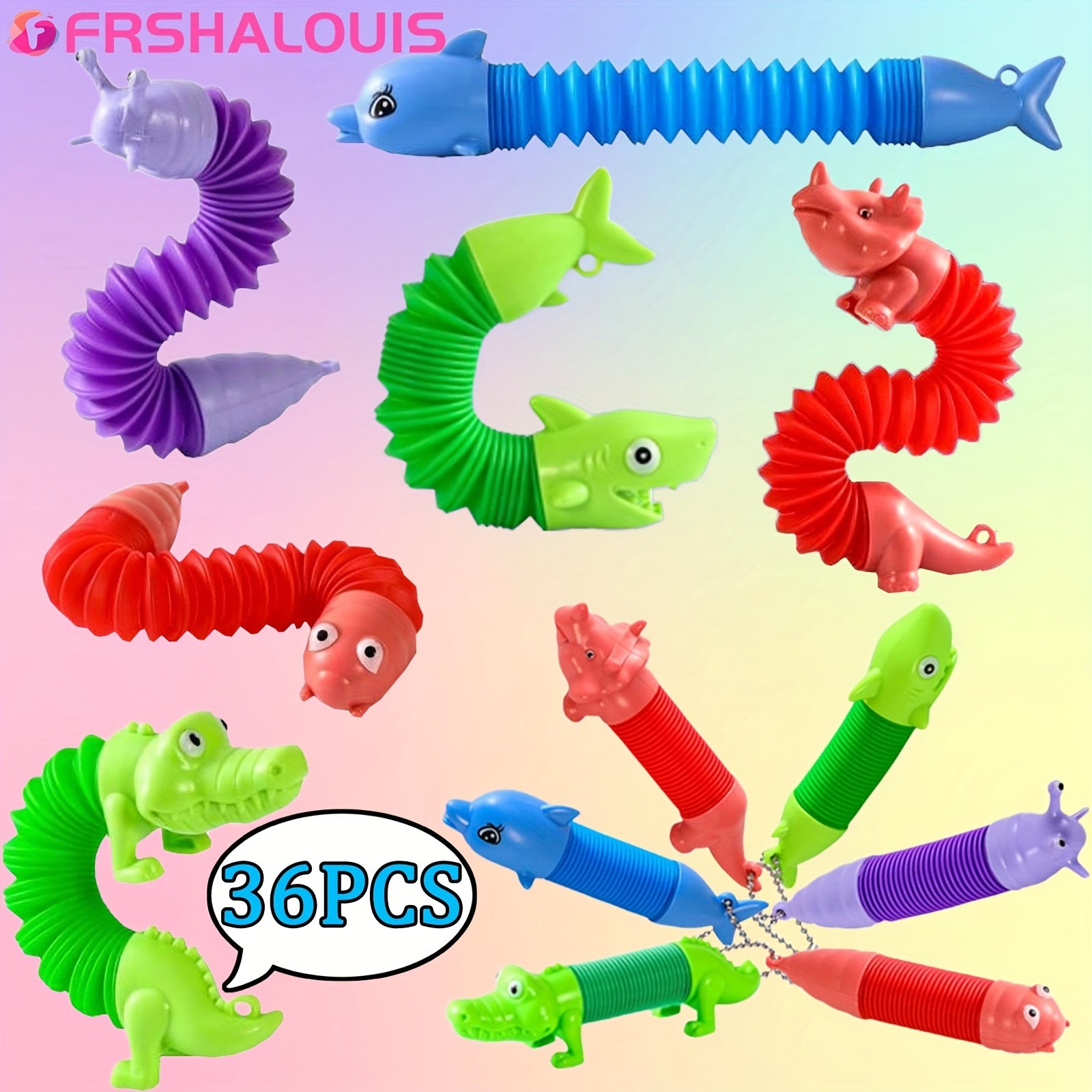 TEMU 36 Pack Mini Pop Tubes Toys -cute Animal Pop Tube Keychains, Sensory Fidget Toys For Kids Or Adults, Sensory Toys, Party Favors, Classroom