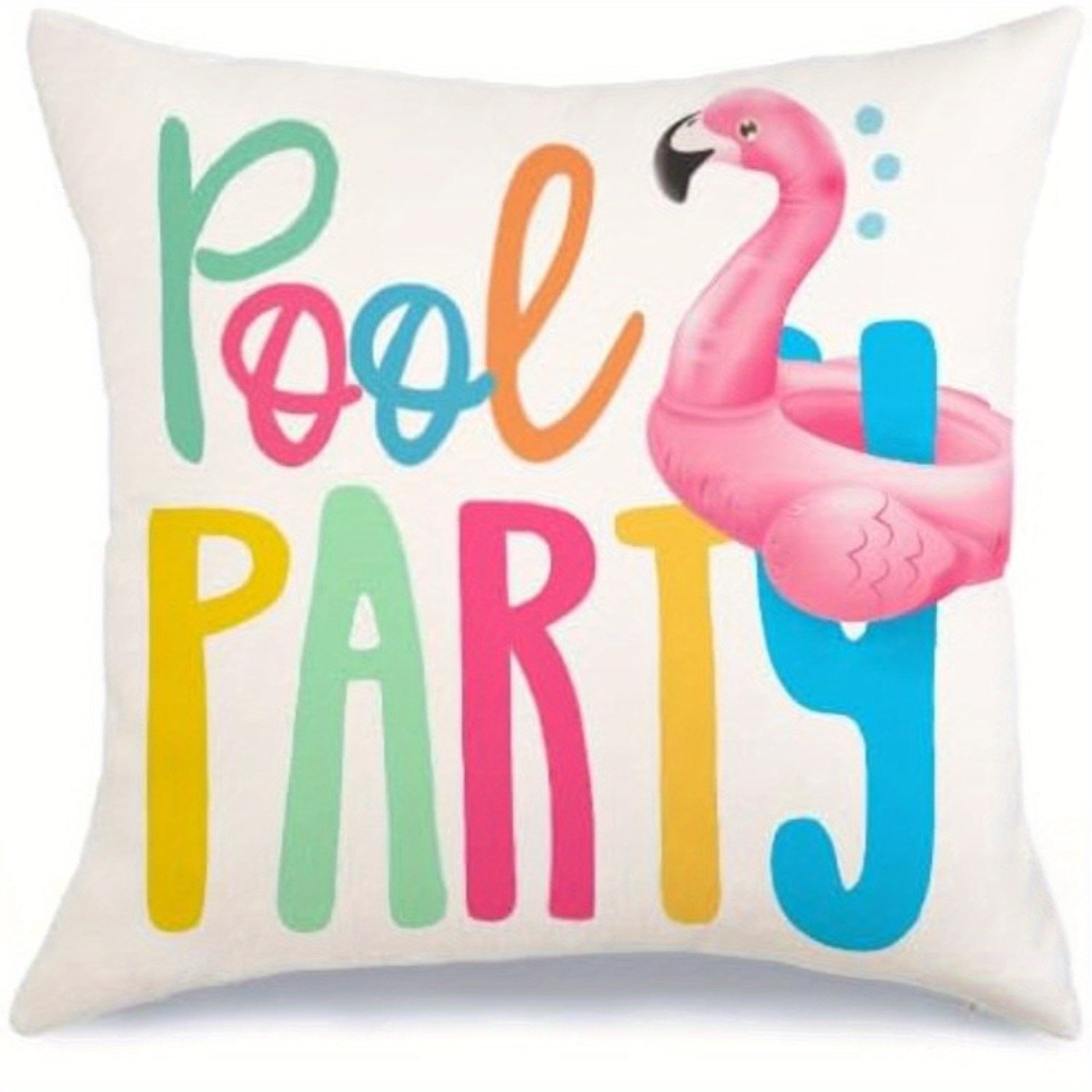 TEMU 2 Pack, 18*18inch, Hello Summer Pillow Covers, Flamingo Swim Ring Pool Party Sweet Farmhouse Decorative Throw Pillowcases, , Home Decor