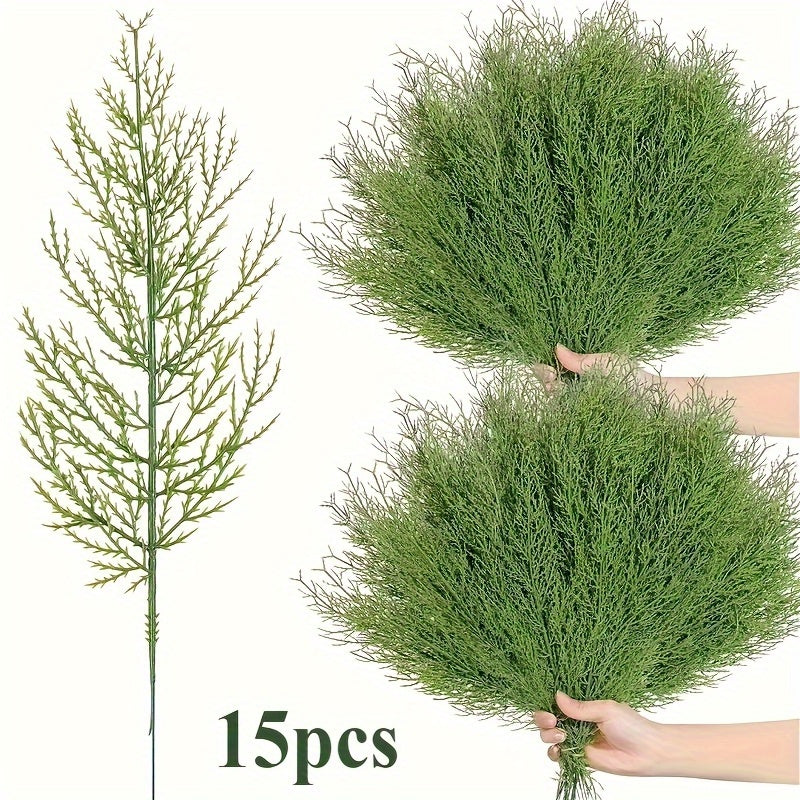 TEMU 15pcs Artificial Pine Trees - Realistic Branches, No Maintenance Christmas Decorations For Indoor-outdoor Holiday Decor, Tabletop, Mantel,