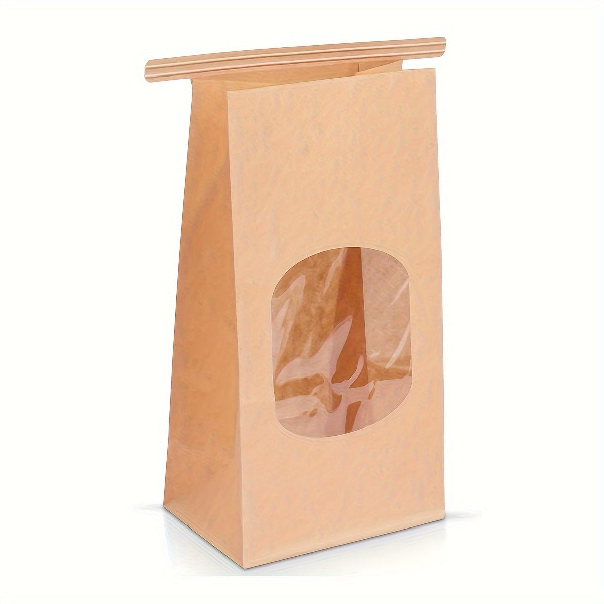 TEMU 100 Pack Heavy-duty Bakery Bags With Window - Brown Paper Baking Bags, Tear-resistant & Window For Bakeries, Home Kitchen, Dessert Packaging -