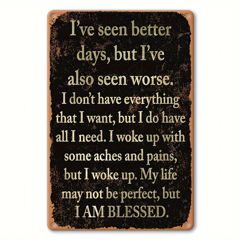 TEMU 2d Flat, Vintage-inspired Metal Garden Sign With Inspirational Quote - Rustproof & Weatherproof Outdoor-indoor Wall Decor, Golden-yellow