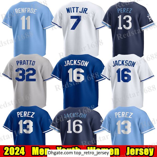 #7 Bobby Witt Jr. Royals Baseball Jersey #51 Singer Nelson Velazquez Salvador Perez Bo Whit Merrifield Nicky Lopez Brett Jorge Soler Vinnie