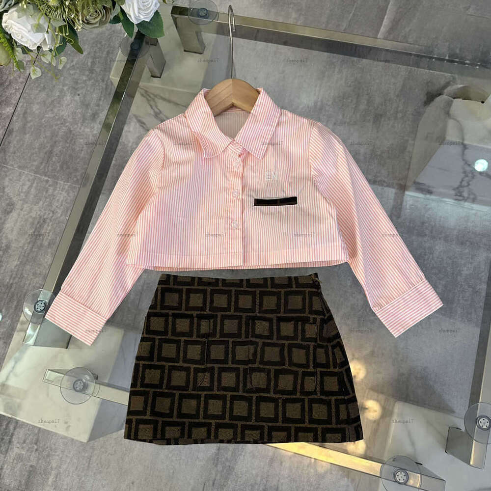 Top girls dress sets kids tracksuits designer baby clothes lace design Long sleeved shirt and short skirt A087X03N031