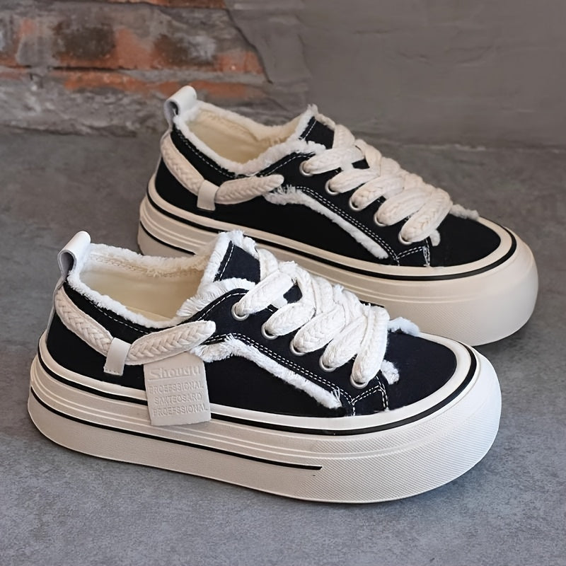 TEMU Nuevos Zapatos y Otoño con Suela Gruesa para Mujer, Altura Aumentada en Diseños Versátiles Negros Casual Estudiantiles Trendy Fashionable Black.