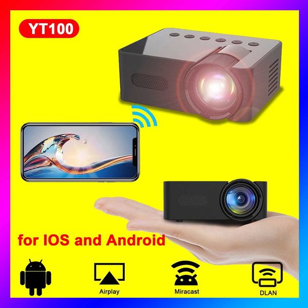 YT100 Projector Mini Portable High Quality Beamer Outdoor Camping Smartphone Wireless Mirroring Supported Home Theater Y240828