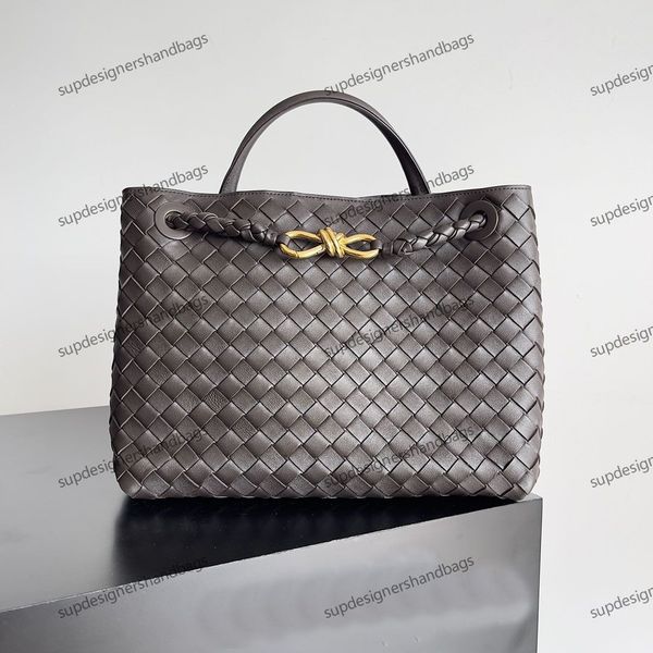 10A Retro Mirror Quality Designer Andiamo Tote Shopping Bags Womens Weave Handle Purse Crossbody Shoulder Strap Bag,Imported from Italy supp