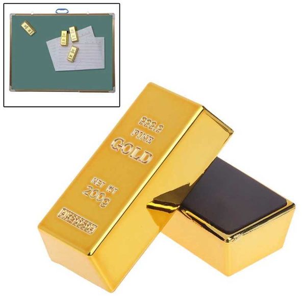 Gold Brick Shape Refrigerator Magnets Resin Craft Gift Home Decoration Souvenir Y240816