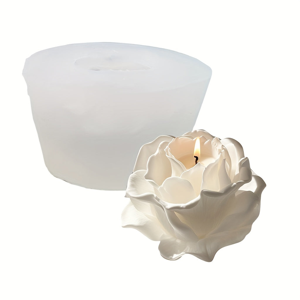 TEMU 1pc 3d Elegant Rose Silicone Mold - Reusable Flexible Diy Candle, Resin Art, & Clay Making, Exquisite , Home Decor, Valentine's Day Gift, Floral