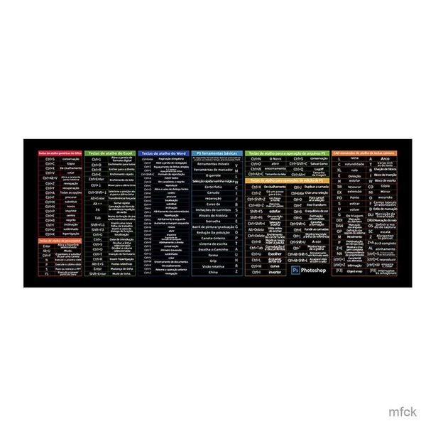 Mouse Pads Wrist Rests Excel Desk Mat Keyboard Shortcut Mouse Pad Russian Mousepad Office Computer Gaming Rubber Mouse Mat English Shortcut