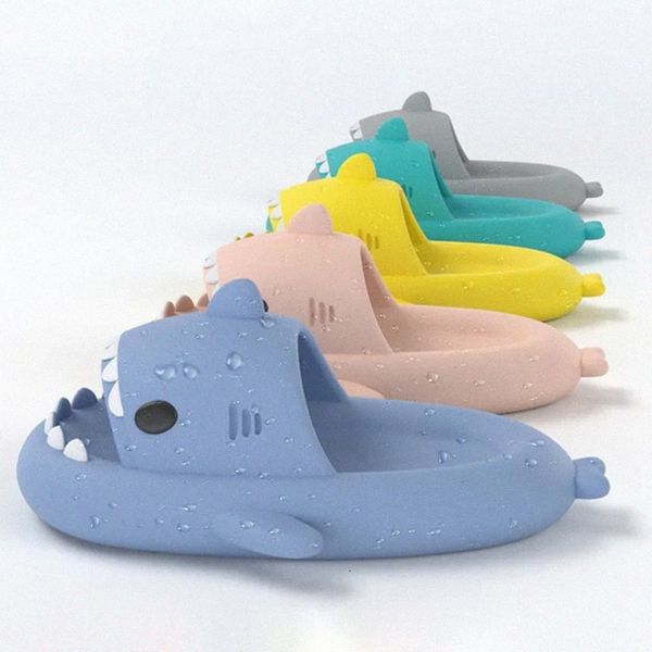 Summer Home Women Shark Slippers Anti-skid EVA Solid Color Couple Parents Outdoor Cool Indoor Household Funny Shoes E26Htiktoktrend