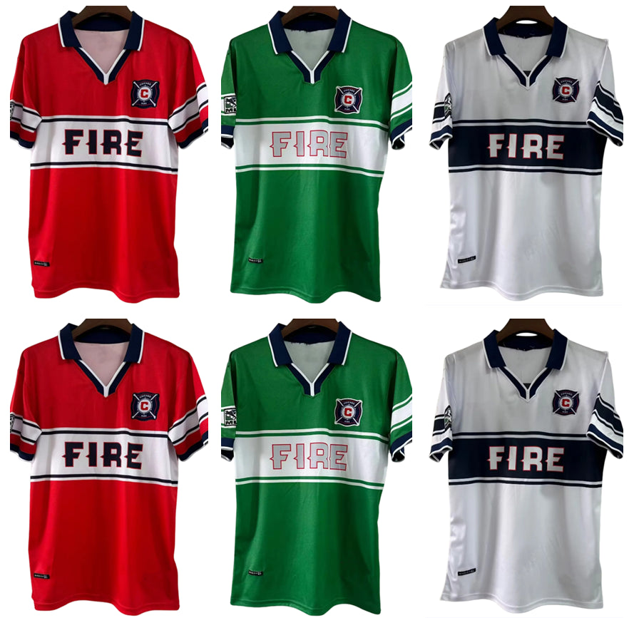 1998 1999 Chicago FIRE retro soccer jerseys home away third 98 99 football shirts men red white green