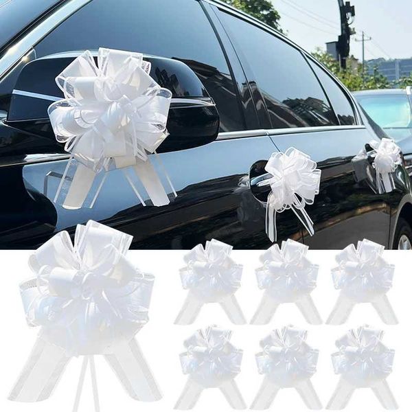 White Wedding Car Ribbon Pl Bows Knot Gift Wrap Wedding Car Decor He Chairs DIY Decoration Birthday Festival Party Supplies Y250120