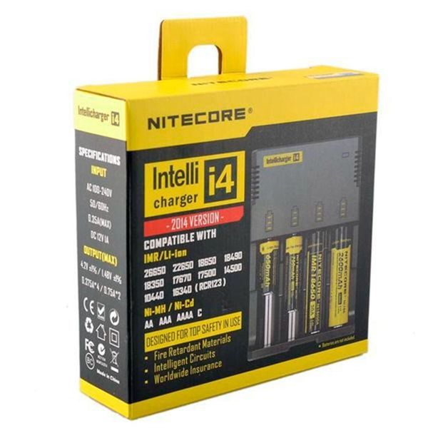 High Quality Nitecore NEW I4 Intellicharger Universal 1500mAh Max Output e cig Chargers for 18650 18350 26650 14500 Battery