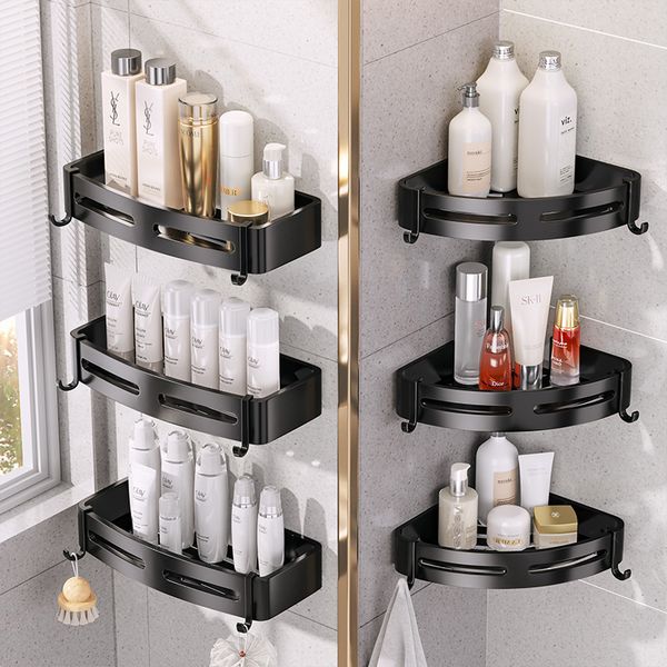 Bathroom Shelves Bathroom Shelves Corner Shower Shelf Aluminum Wall Mount Shampoo Storage Rack Holder No Drill Kitchen Bathroom Accessories