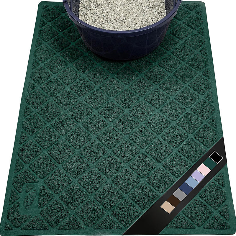 TEMU 1pc Cat Litter Box Mat, 35x23, Water Resistant Kitty Litter Trapping Mat, Textured Backing, Easy To Clean, Less Waste And Clean Floors, Kitten