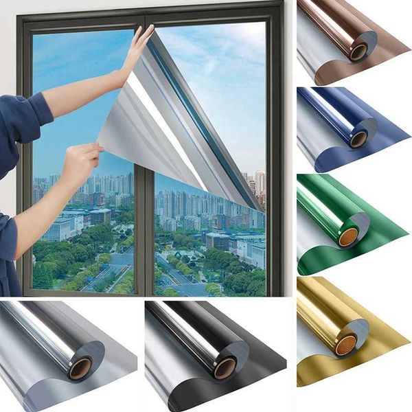 Self-adhesive Glass Window Sticker Summer One Way Mirror Heat Insulation Vinyl Anti-UV Privacy Sun Screen Film For Home Office Y240812