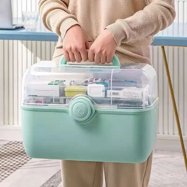 Large capacity family organization box portable first aid kit storage box plastic organization box 241008CJ