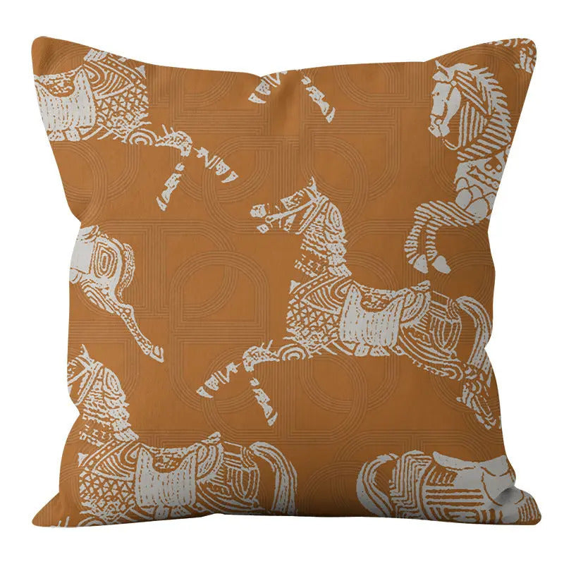 Luxury Retro Pillowcase Wood Color Home Fabric Sofa Pillowcase Double-sided Pattern Soft Short Plush Printed Cushion Cover 250722