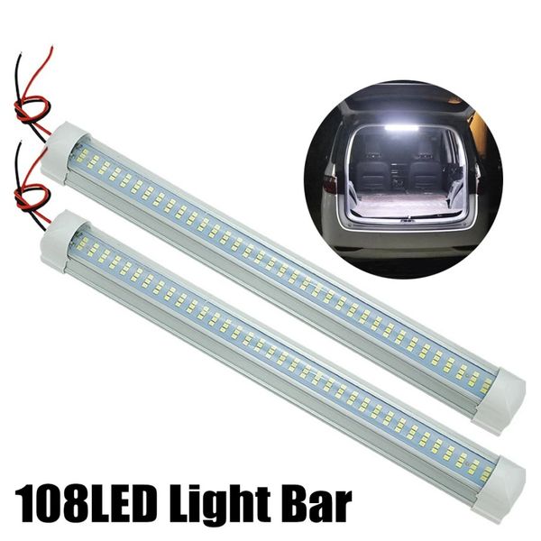 12V 108LED Tubes Car Interior Light Strip Bar Lamp Van Bus Caravan On-Off Switch 4.5W Car Trunk Lamp Led Luggage Compartment Light