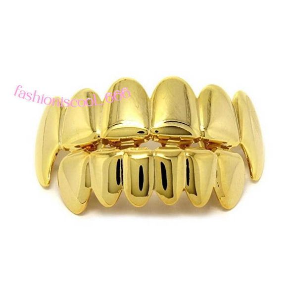 Hip Hop Personality Fangs Teeth Gold Silver Rose Gold Teeth Grillz Gold False Teeth Sets Vampire Grills For women men Dental Grills Jewelry