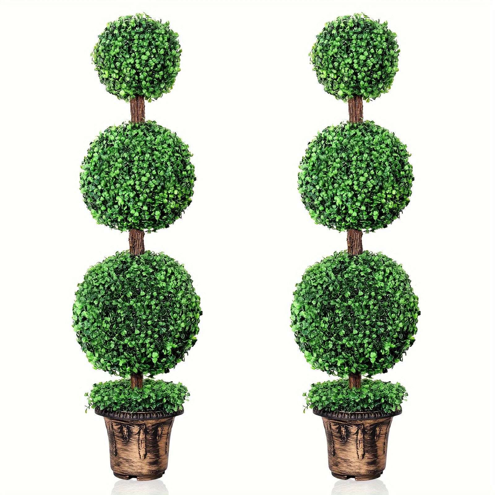 TEMU 2 Packs, Artificial Boxwood Topiary Tree, 4ft Topiary Ball Tree Potted Plants Decoration For Front Door Porch Room, Indoor-outdoor Use
